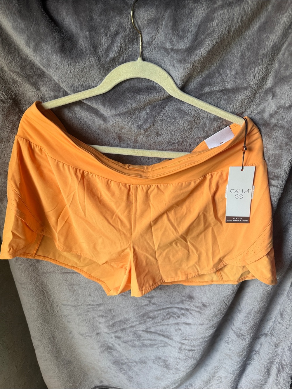 CALIA Bright Orange Active Shorts kick it up performance short 3” inseam